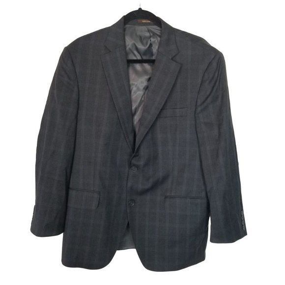 Peter Millar Mens 40S Gray Plaid Long Sleeves Wool 2-Piece Blazer Suit Set - Picture 1 of 14